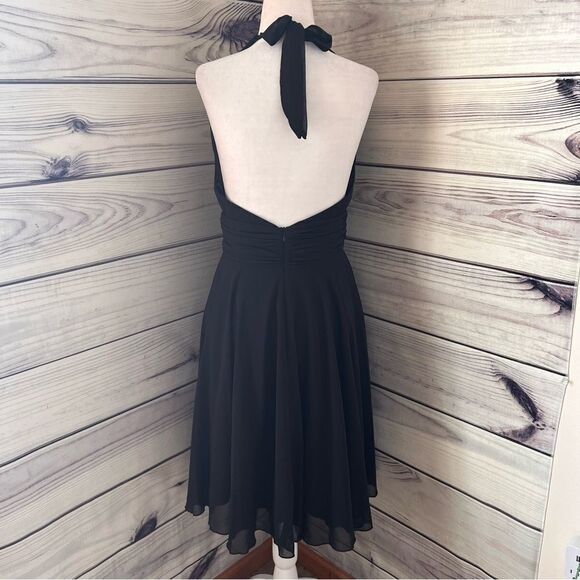 Chicas Vintage Y2K 90s Black Halter V Neck Flowy Dress - Picture 6 of 11